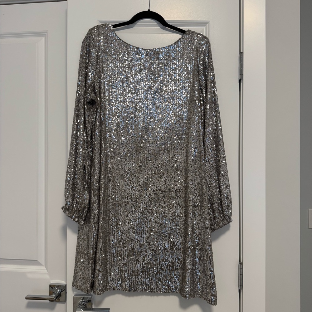 Reitmans Silver Sequin Mini Dress